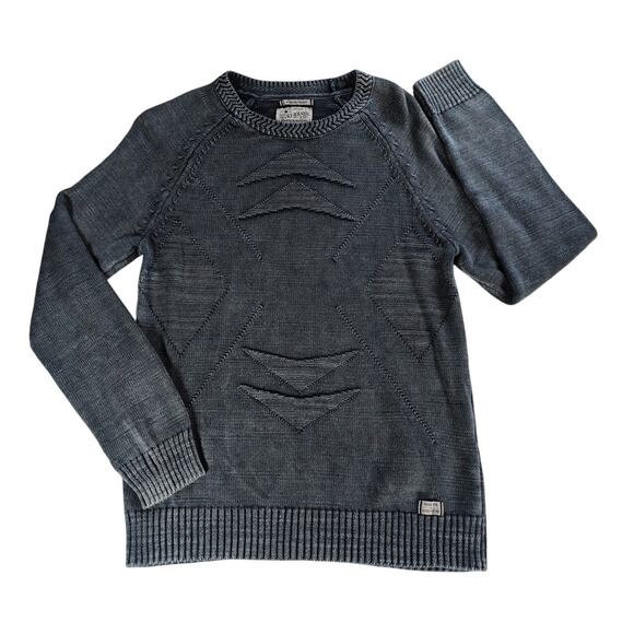 Lucky Brand Sweater Men’s Small Gray Knit Crewneck Washed Worn Pullover - Picture 1 of 6